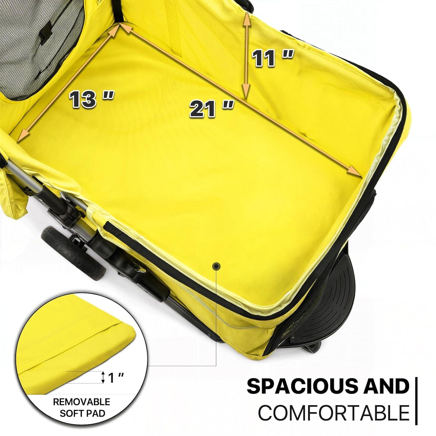 3 Wheel Folding Pet Stroller, Foldable Dog Jogger Stroller with Storage Basket, Cup Holder & Canopy