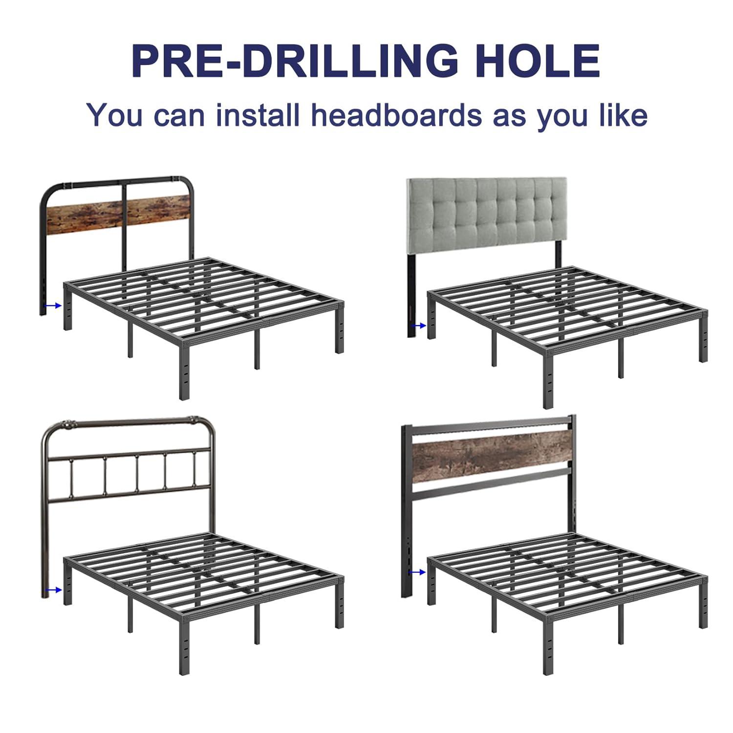 14 inches Queen Bed Frames No Box Spring Needed ,2500 lbs Heavy Duty Metal Platform Bed Frame with Storage Queen Size for Adult Black