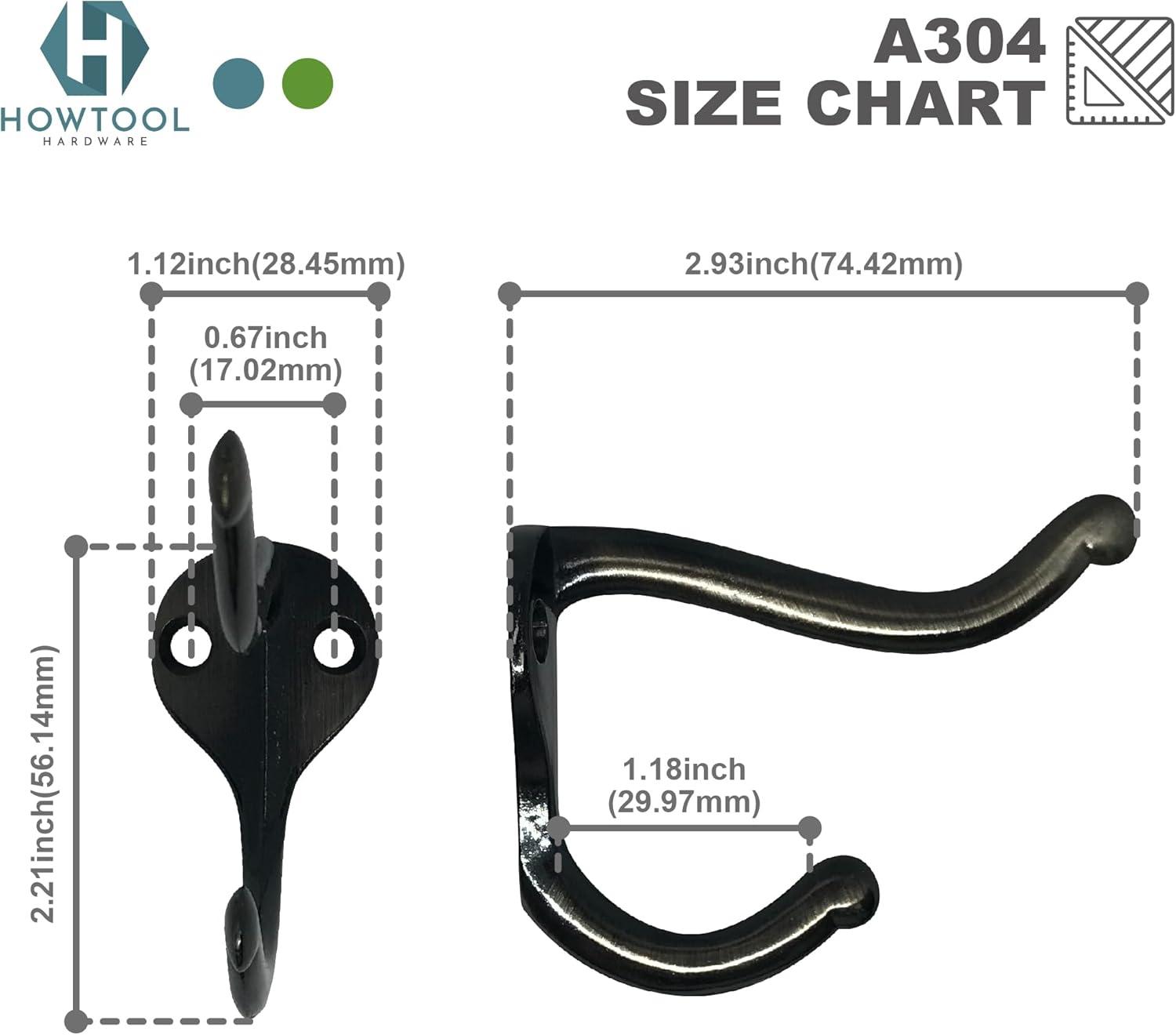 Coat Hooks for Wall Hanging Heavy Duty Wall Mounted Oil Rubbed Bronze Black, 5 Pack