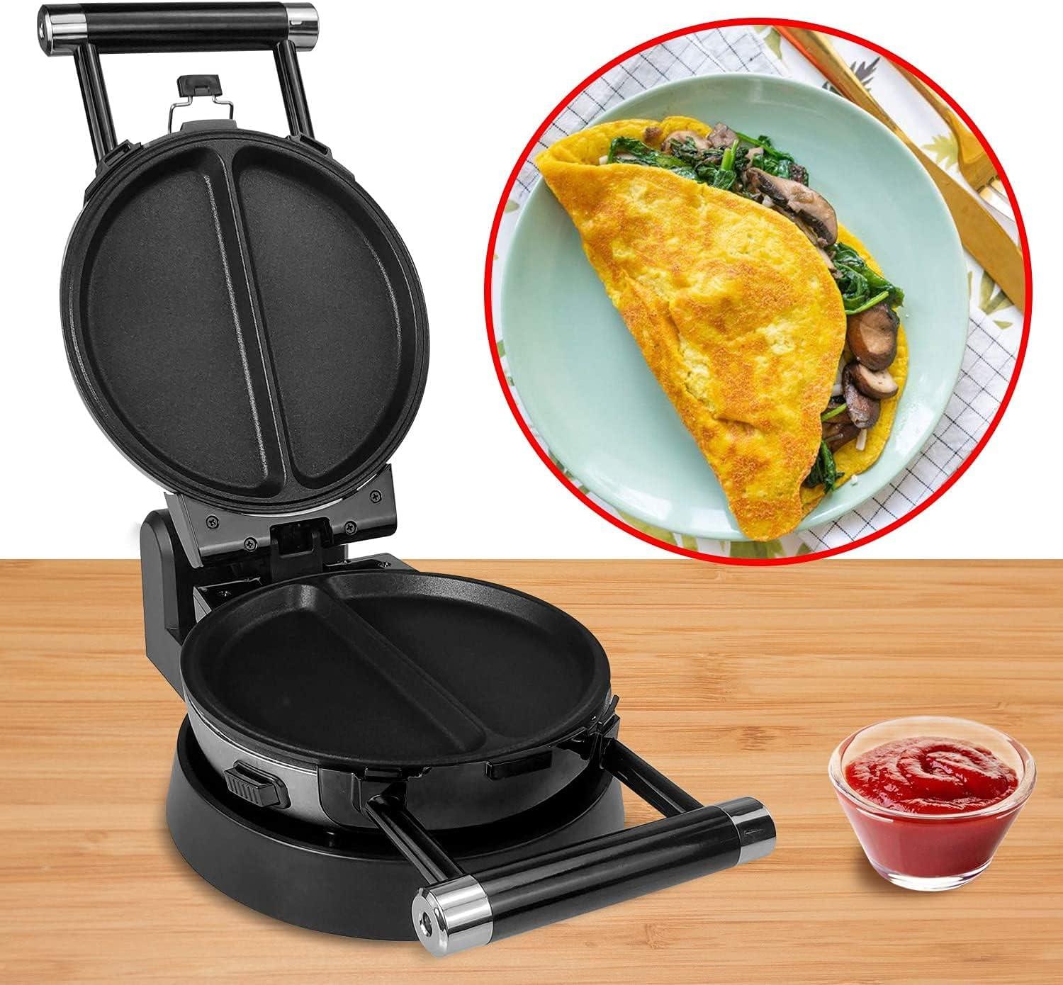 360 Rotating Stainless Steel Belgian Waffle and Omelet Maker