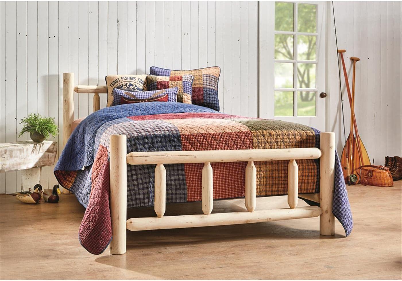 Rustic Cedar Twin Wood Bed Frame with Headboard