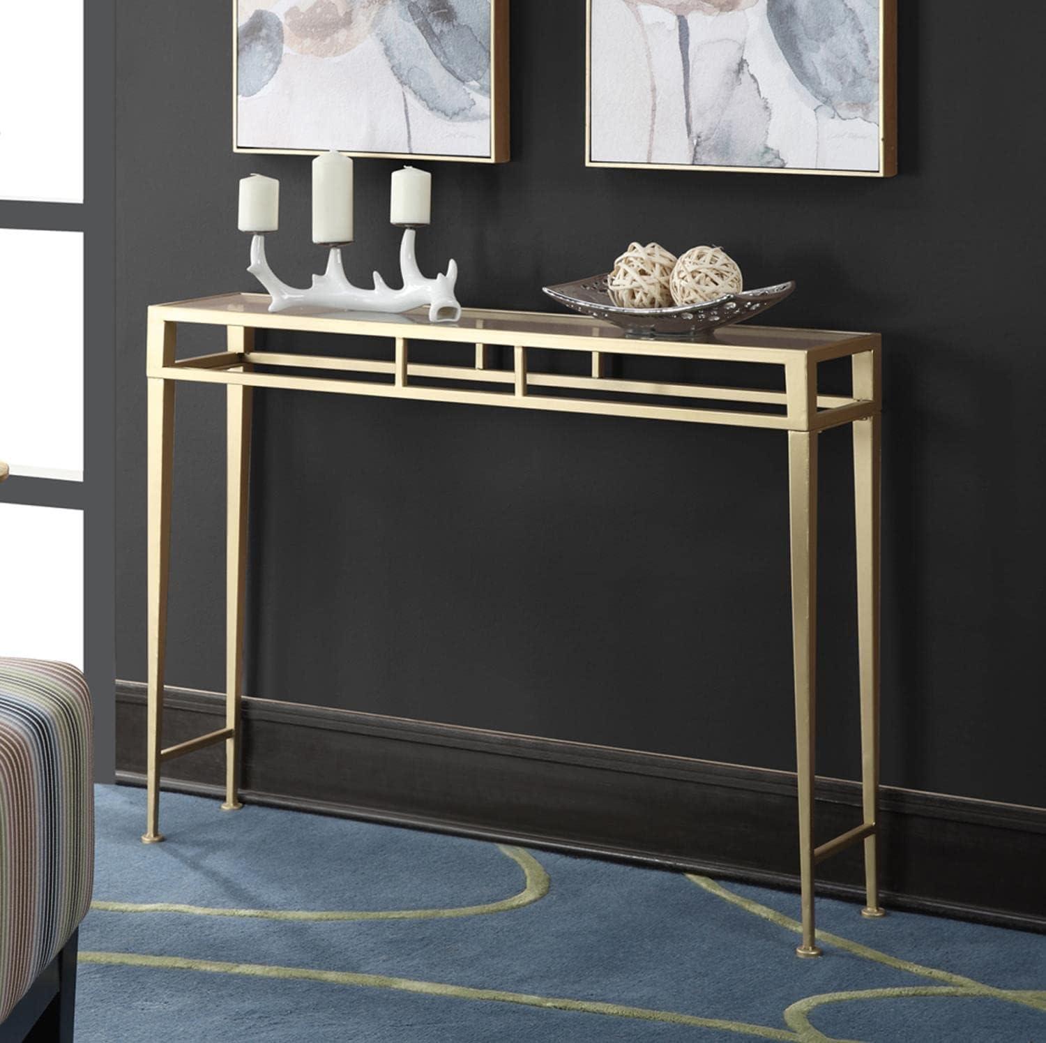 Gold and Clear Glass 42" Hall Console Table