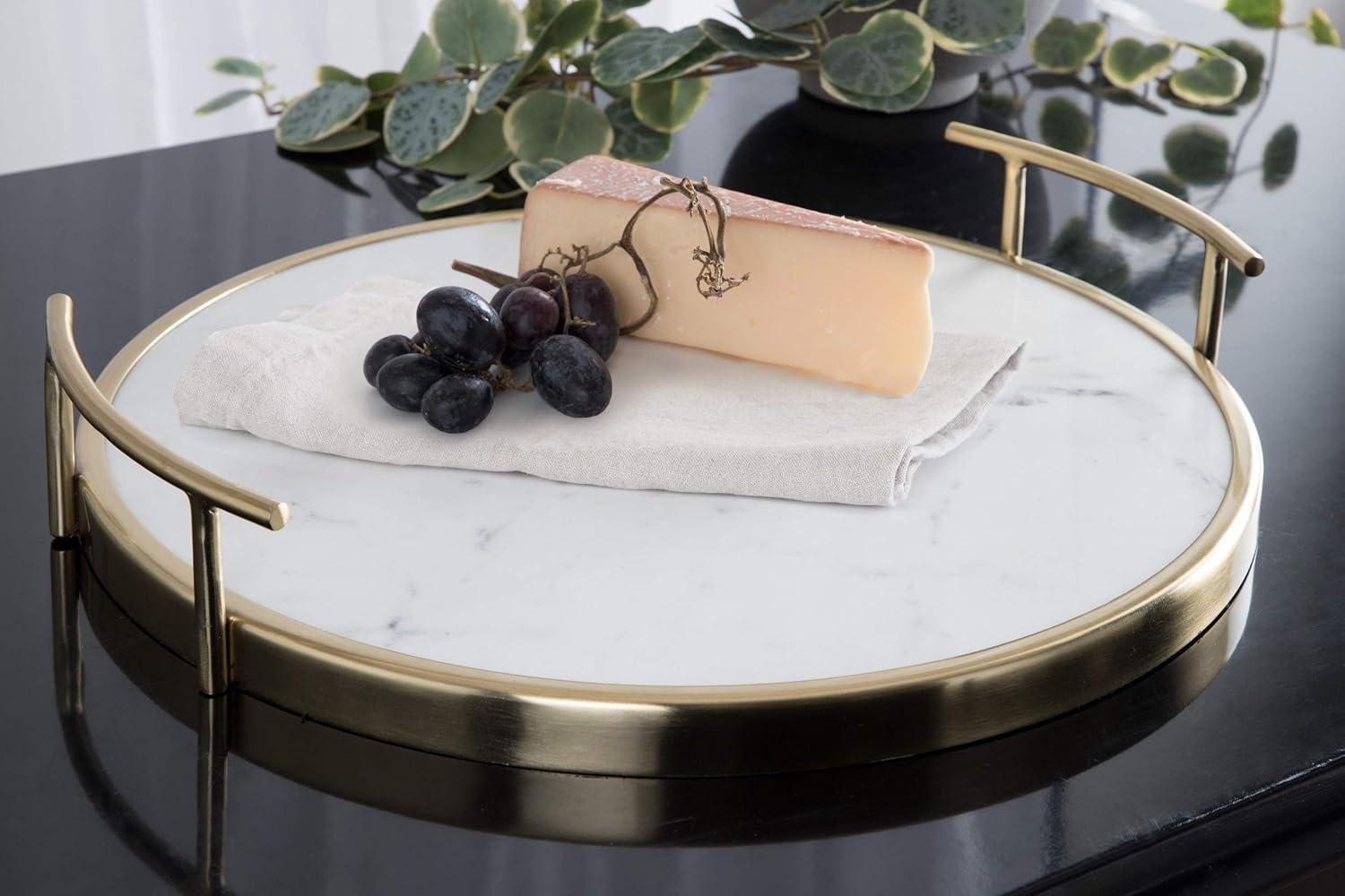 Kate and Laurel Marbury Tray, 14" Diameter, Gold