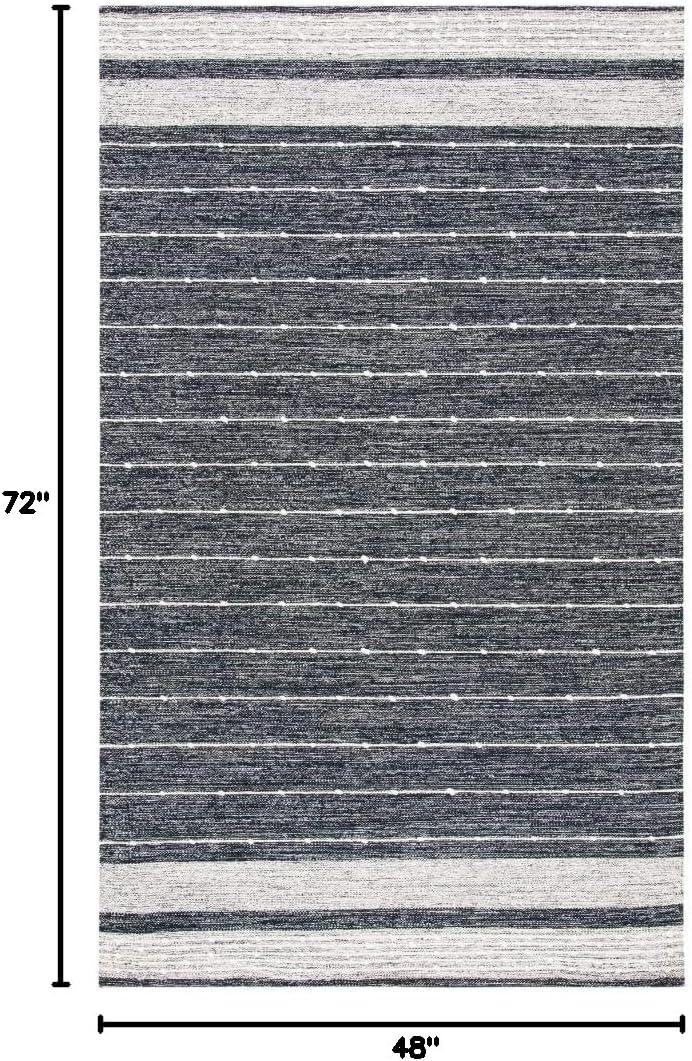 Striped Kilim STK509 Hand Woven Area Rug - Black/Ivory - 4'x6' - Safavieh.