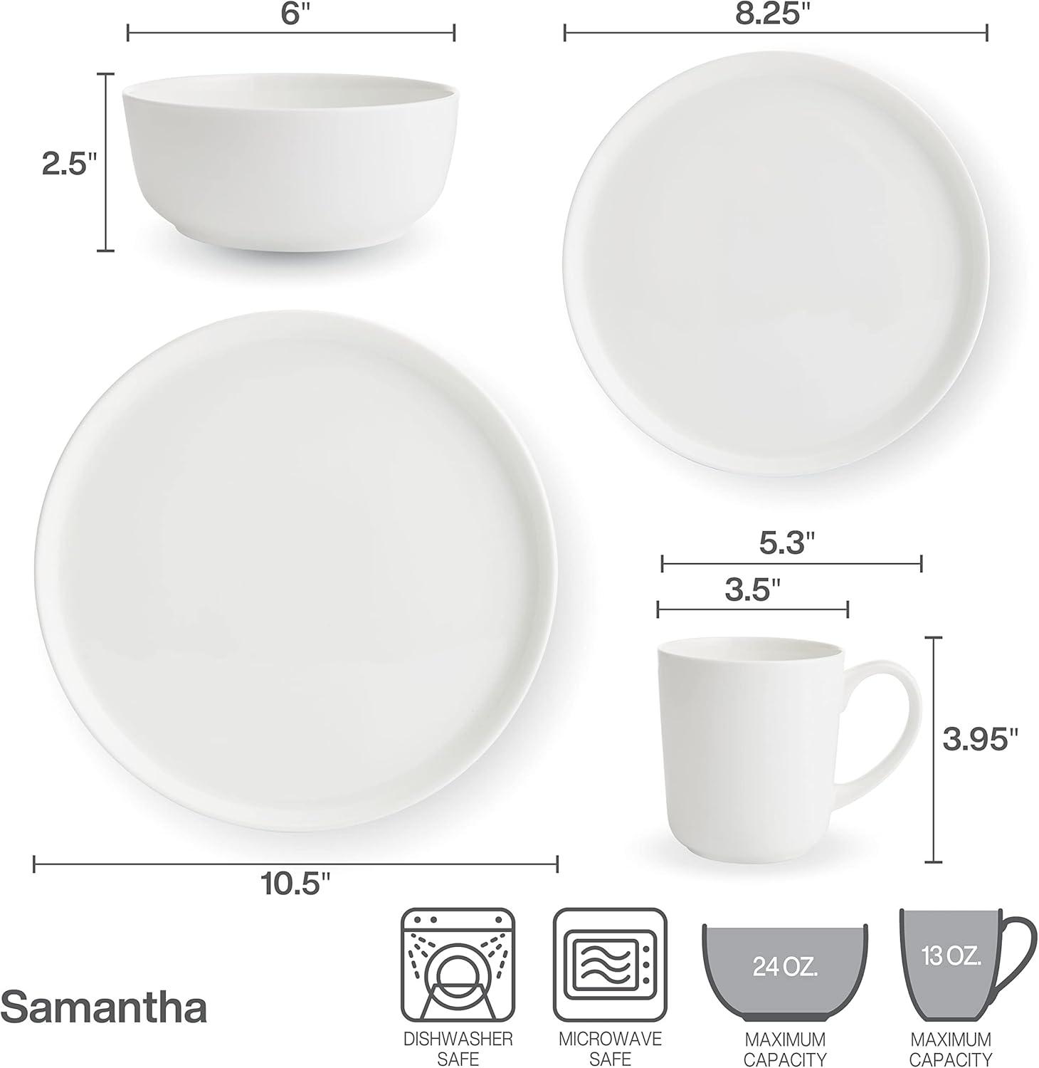 White Porcelain Glossy Round Dinnerware Set for 4