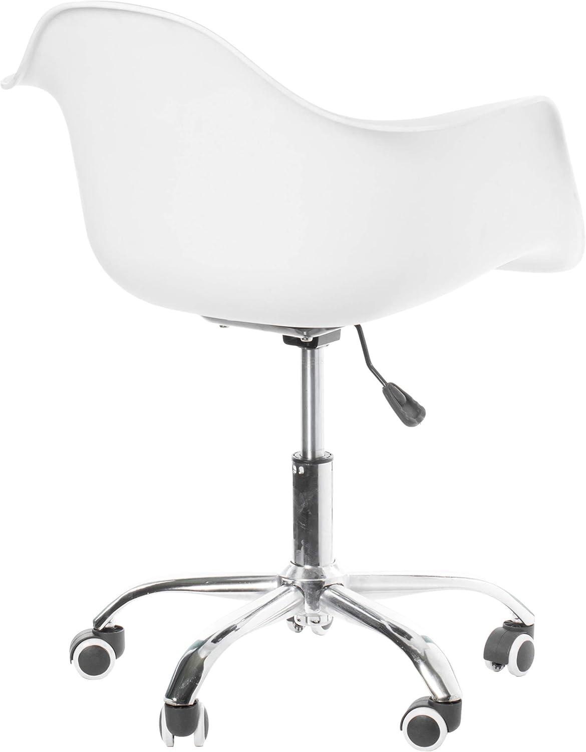 Mid-Century Modern Style Swivel Plastic Shell Molded Office Task Chair with Rolling Wheels