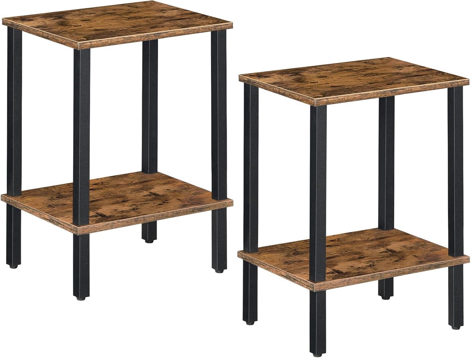 End Table, Set of 2, Side Table, Nightstand, 2-Tier Storage Shelf, Sofa Table for Small Space, Living Room, Bed Room TB01BB035