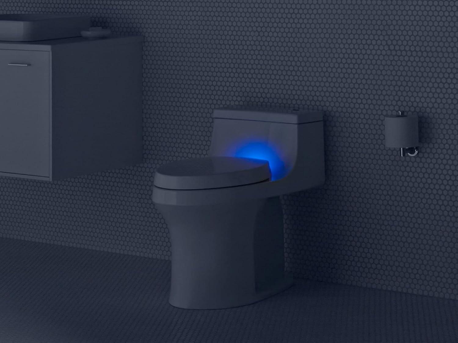 White Elongated Toilet Seat with LED Nightlight and Deodorizer