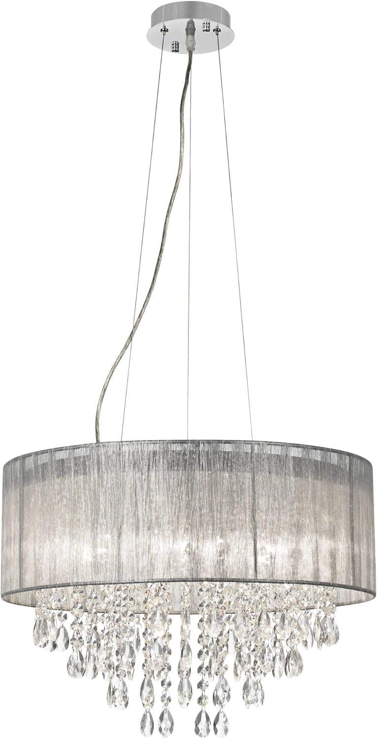 Jolie 20" Chrome Crystal Drum Shade Chandelier