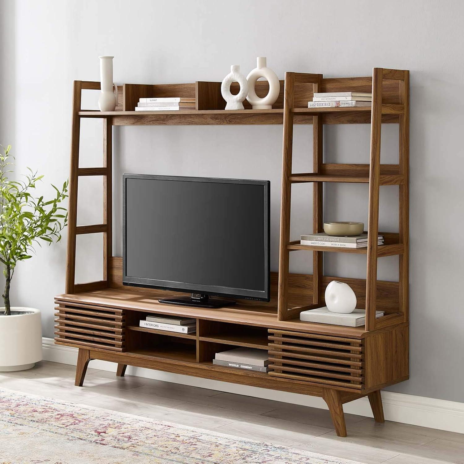 Render TV Stand Entertainment Center Walnut