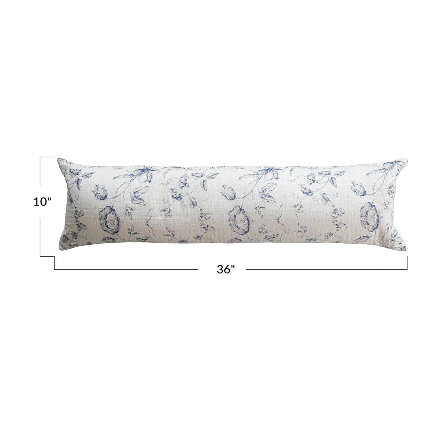 Creative Co-Op Long Patterned Cotton Lumbar Pillow