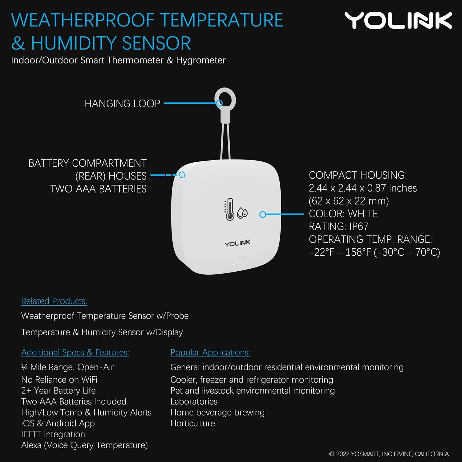 YoLink YS8005-UC, White Security Household Sensors & Alarms