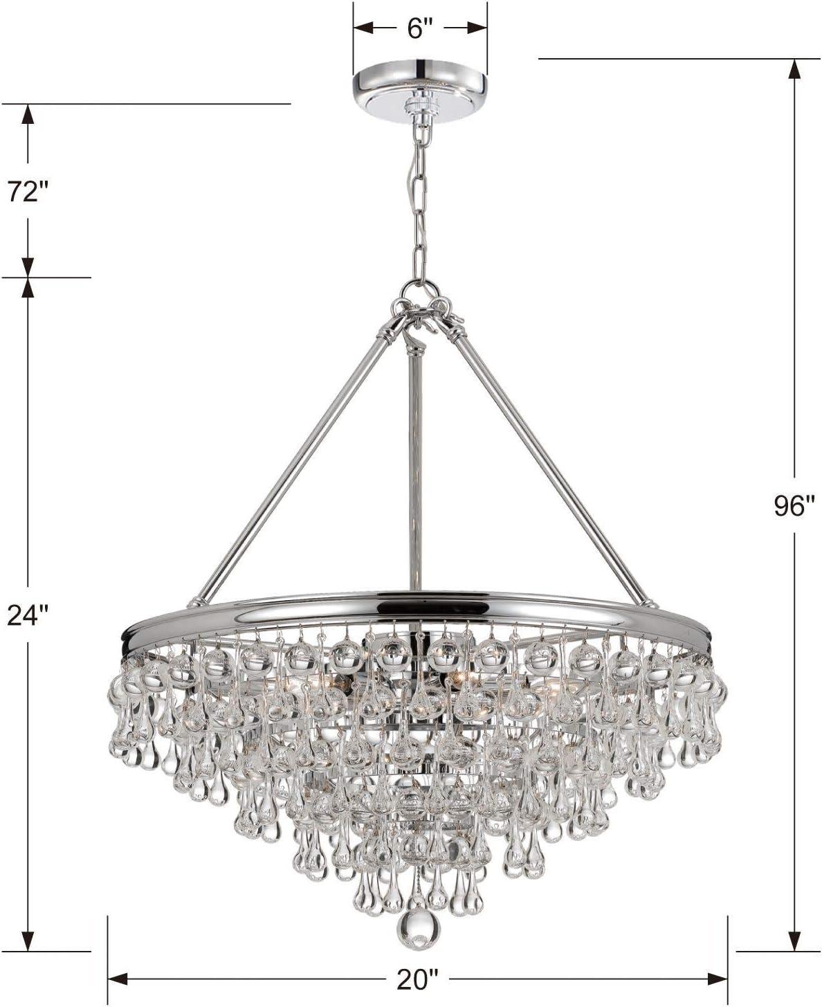 Crystorama Calypso 6 Light Crystal Teardrop Vibrant Gold Chandelier - 20'' W x 24'' H