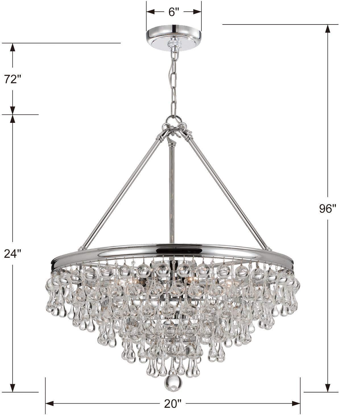 Crystorama Calypso 6 Light Crystal Teardrop Vibrant Gold Chandelier - 20'' W x 24'' H