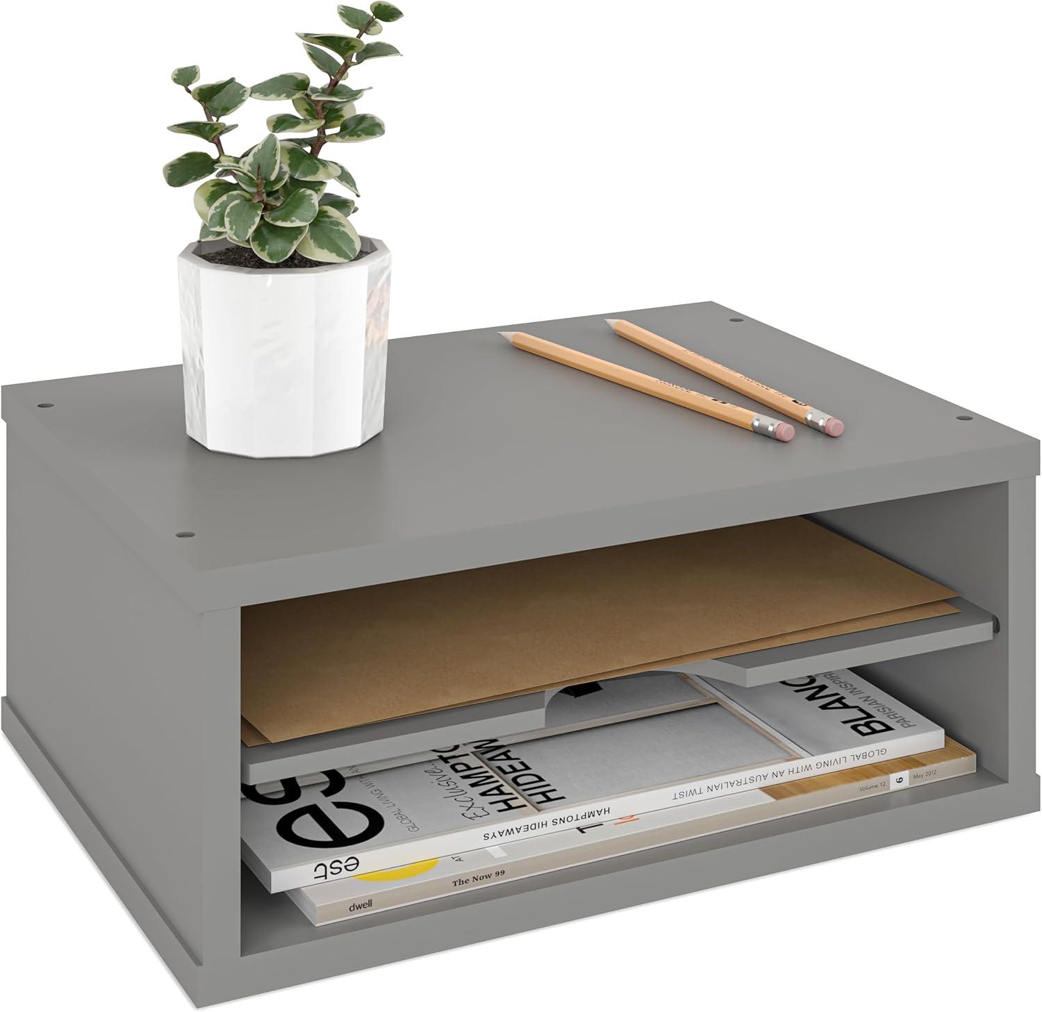 Ballucci Logan Stackable 2-Tier Paper Organizer and Monitor Stand