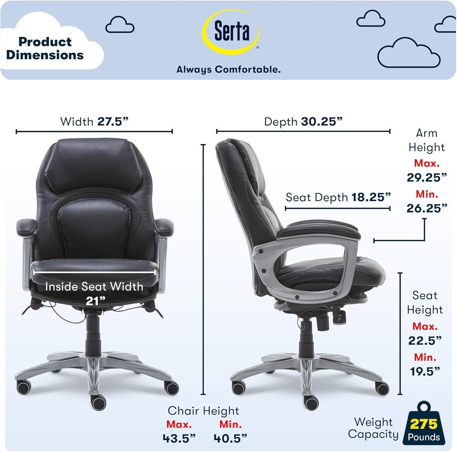 Black Bonded Leather Ergonomic Executive Swivel Chair