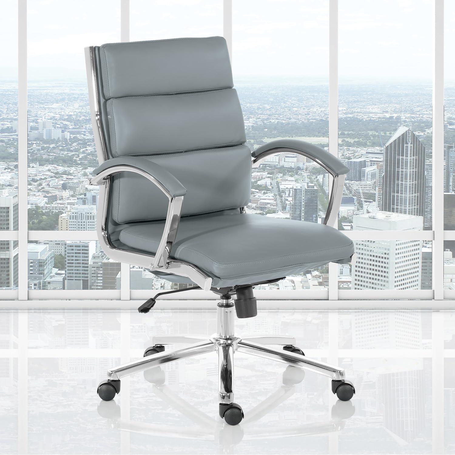 Mid Back Executive Charcoal Gray Faux Leather Chair