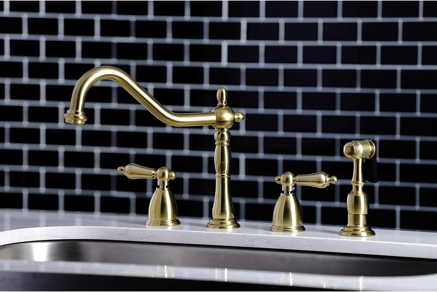 Kingston Brass Kb179.Albs Heritage 1.8 GPM Widespread Kitchen Faucet - Brass