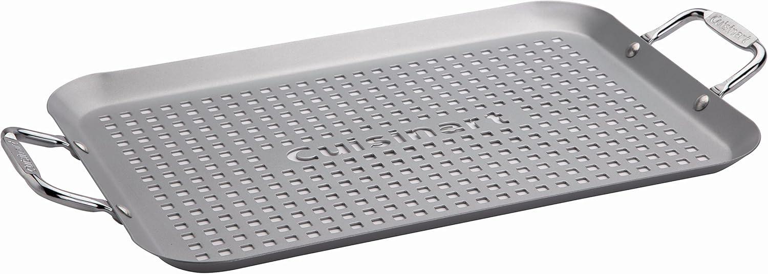 14.5" x 10" Non-Stick Perforated Grill Topper with Handles