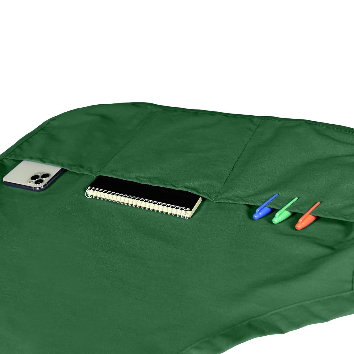 Dalix Waist Aprons Commercial Restaurant Home Bib Spun Poly Cotton Kitchen (3 Pockets) in Dark Green