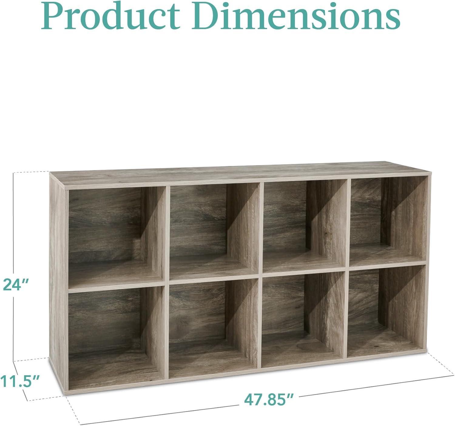 Best Choice Products 8-Cube Bookshelf, 11in Display Storage System, Organizer w/ Removable Back Panels - Greige