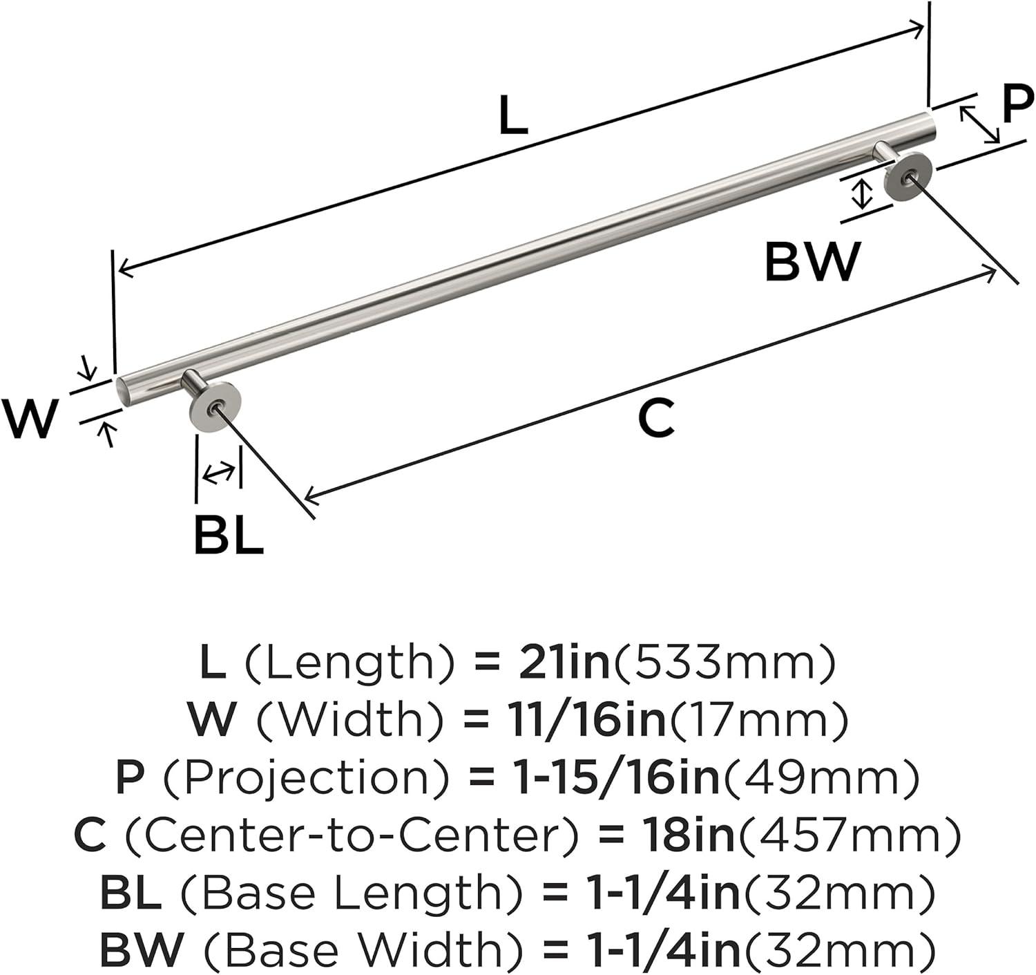 Amerock Radius 18 inch (457mm) Center-to-Center Polished Nickel Appliance Pull