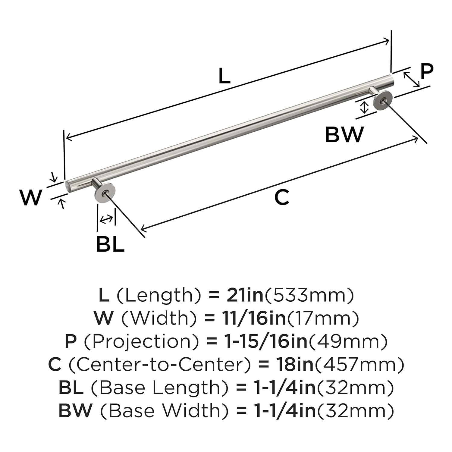 Amerock Radius 18 inch (457mm) Center-to-Center Polished Nickel Appliance Pull