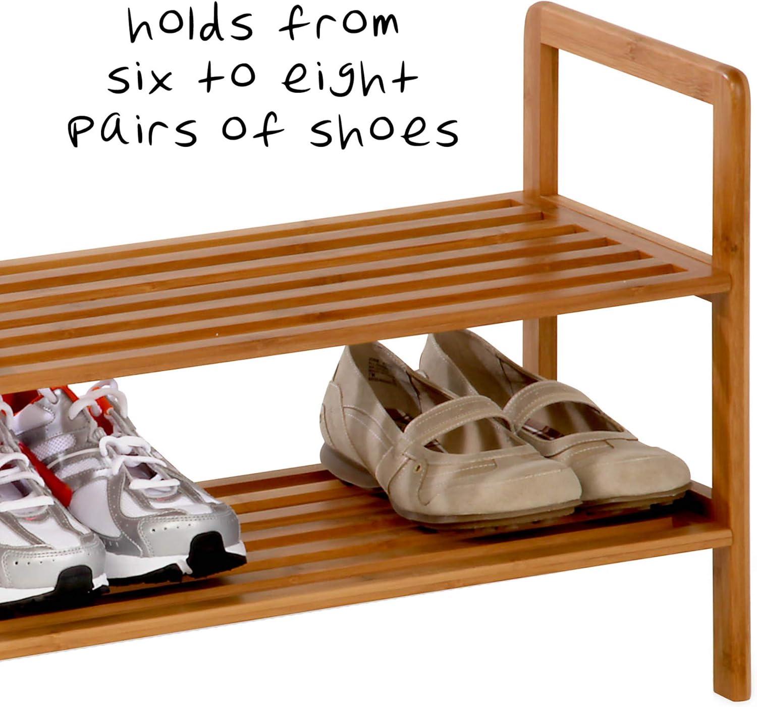 Honey-Can-Do 2-Tier Bamboo 8-Pair Shoe Rack, Natural