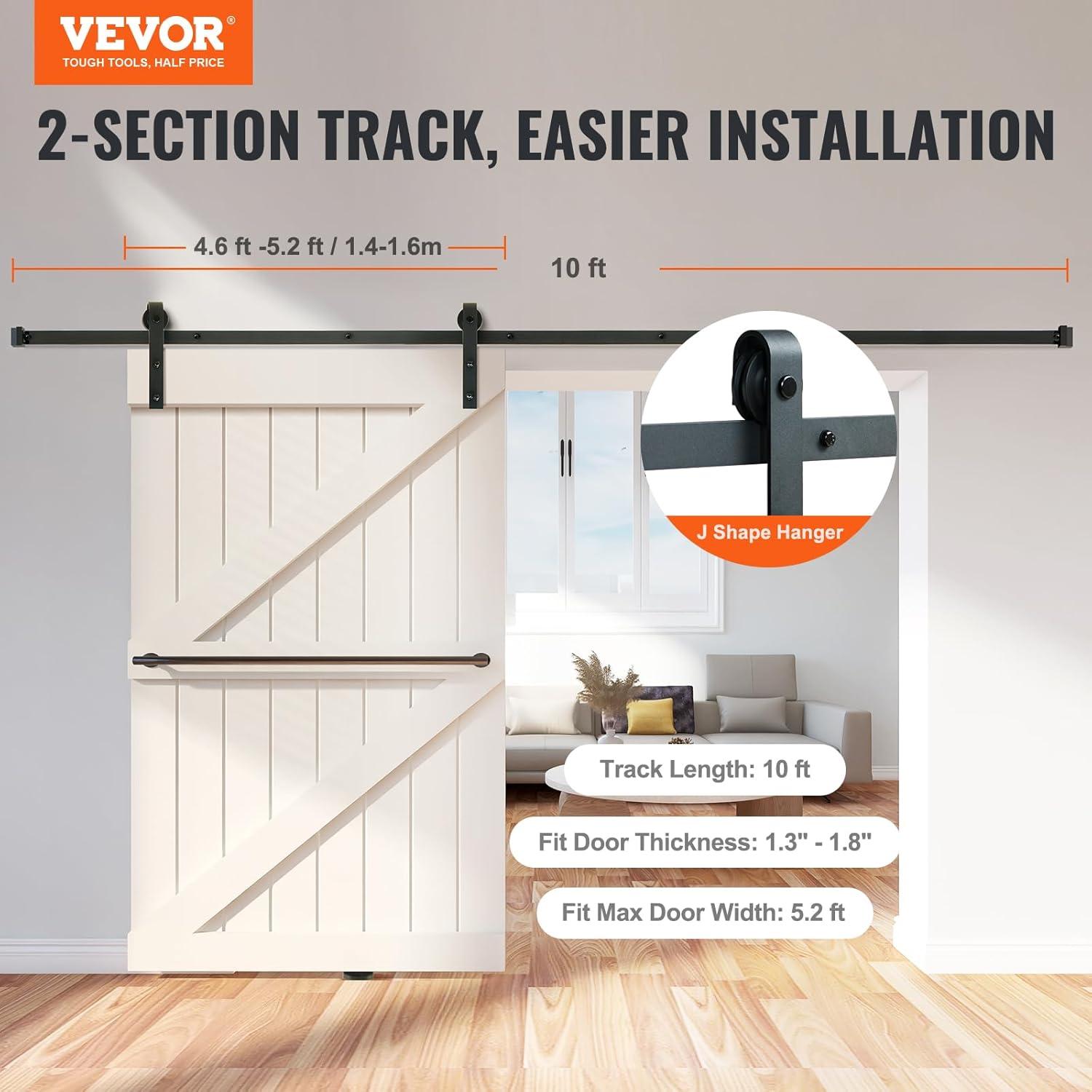 Black Steel Single Door Barn Door Hardware Kit Standard Single
