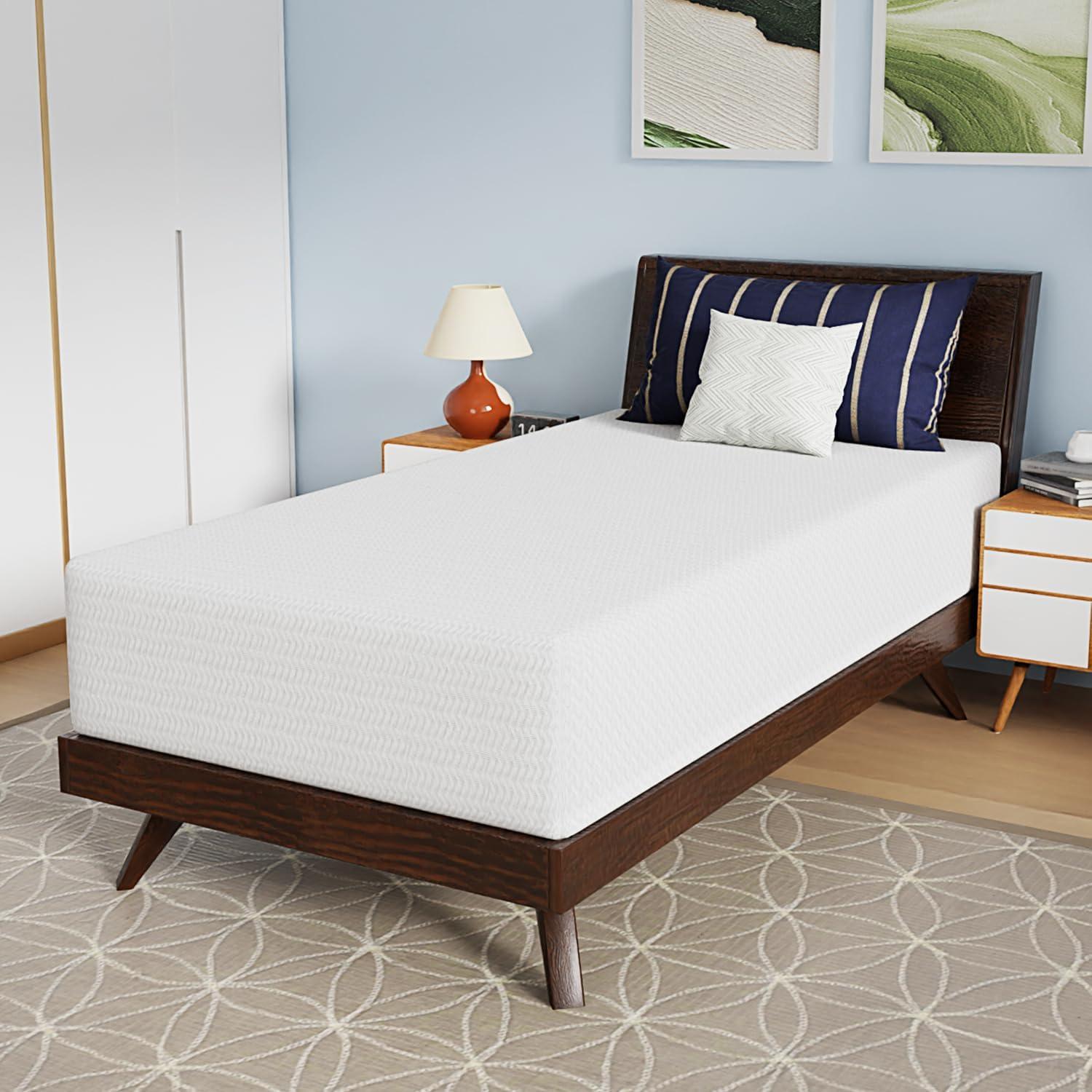 FDW 12 inch Twin Memory Foam Mattress Cooling Gel Bamboo Charcoal Infused Mattress Mattress CertiPUR-US Certified Breathable Bed Mattress,White Twin