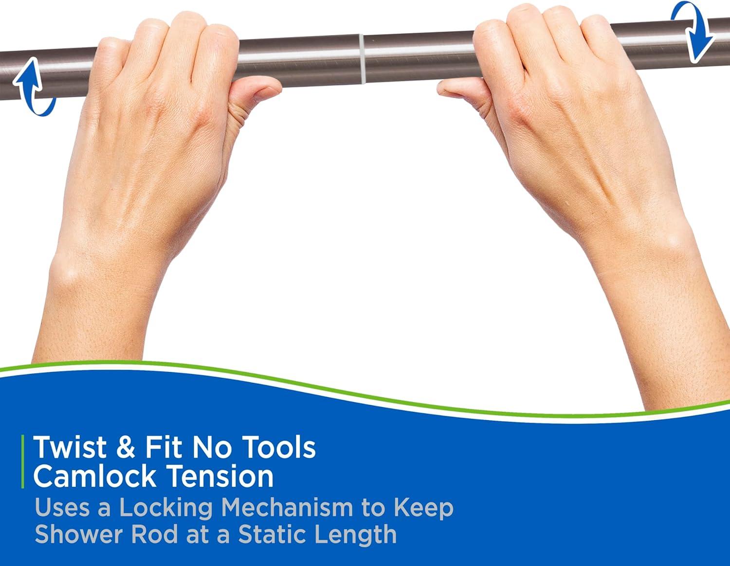 Kenney® Twist & Fit™ No Tools Rust-Proof Painted Aluminum Straight Tension Shower Curtain Rod, 42-72", Matte Oil Rubbed Bronze