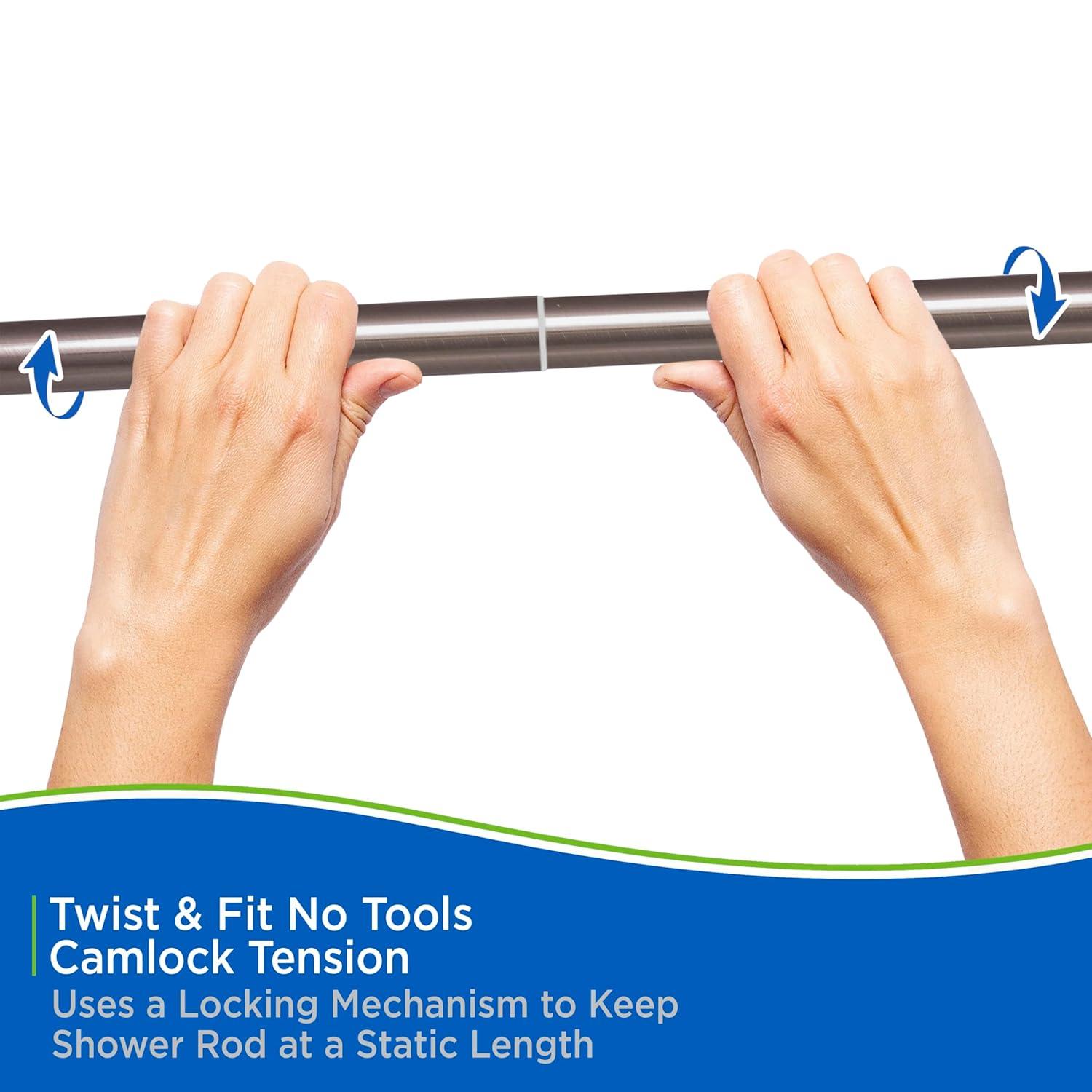 Kenney® Twist & Fit™ No Tools Rust-Proof Painted Aluminum Straight Tension Shower Curtain Rod, 42-72", Matte Oil Rubbed Bronze