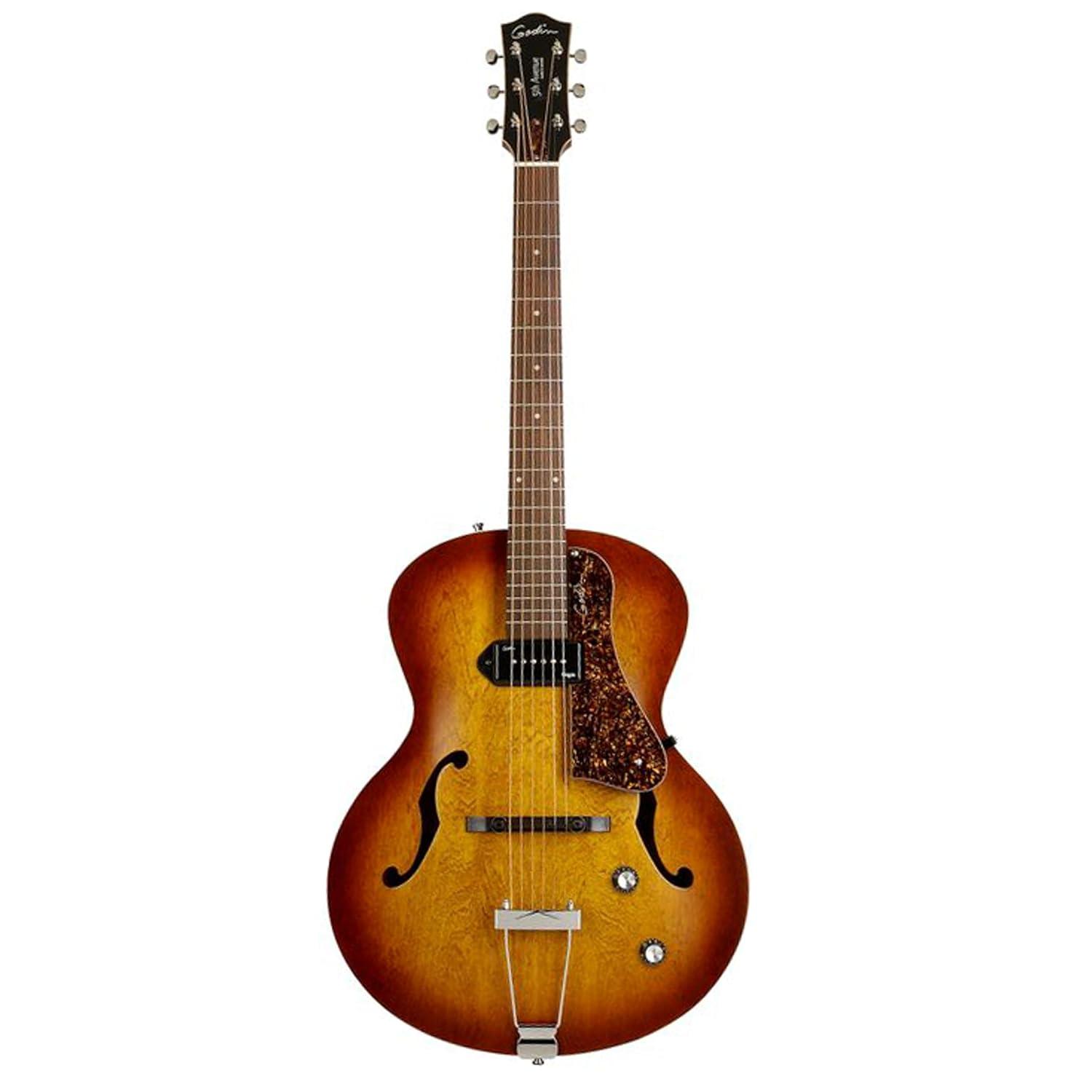 Godin 5th Avenue Kingpin Archtop Hollowbody Electric Guitar With P-90 Pickup Cognac Burst