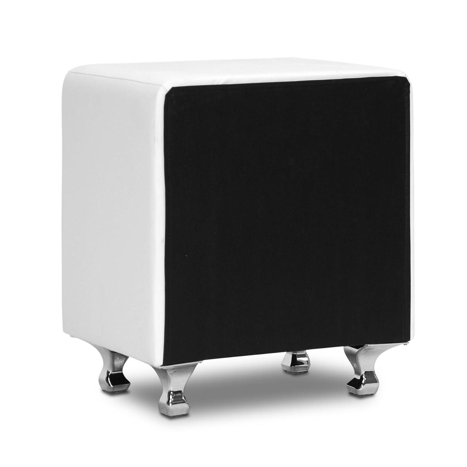 Baxton Studio Stella Crystal Tufted White Upholstered Modern Nightstand