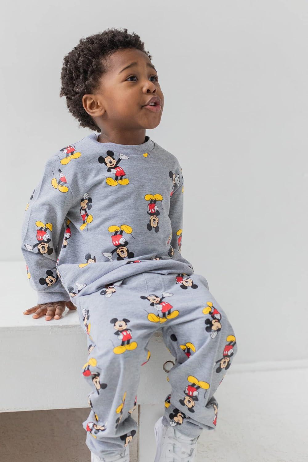 Disney Mickey Mouse Little Boys French Terry Sweatshirt and Pants Set Heather Grey 6