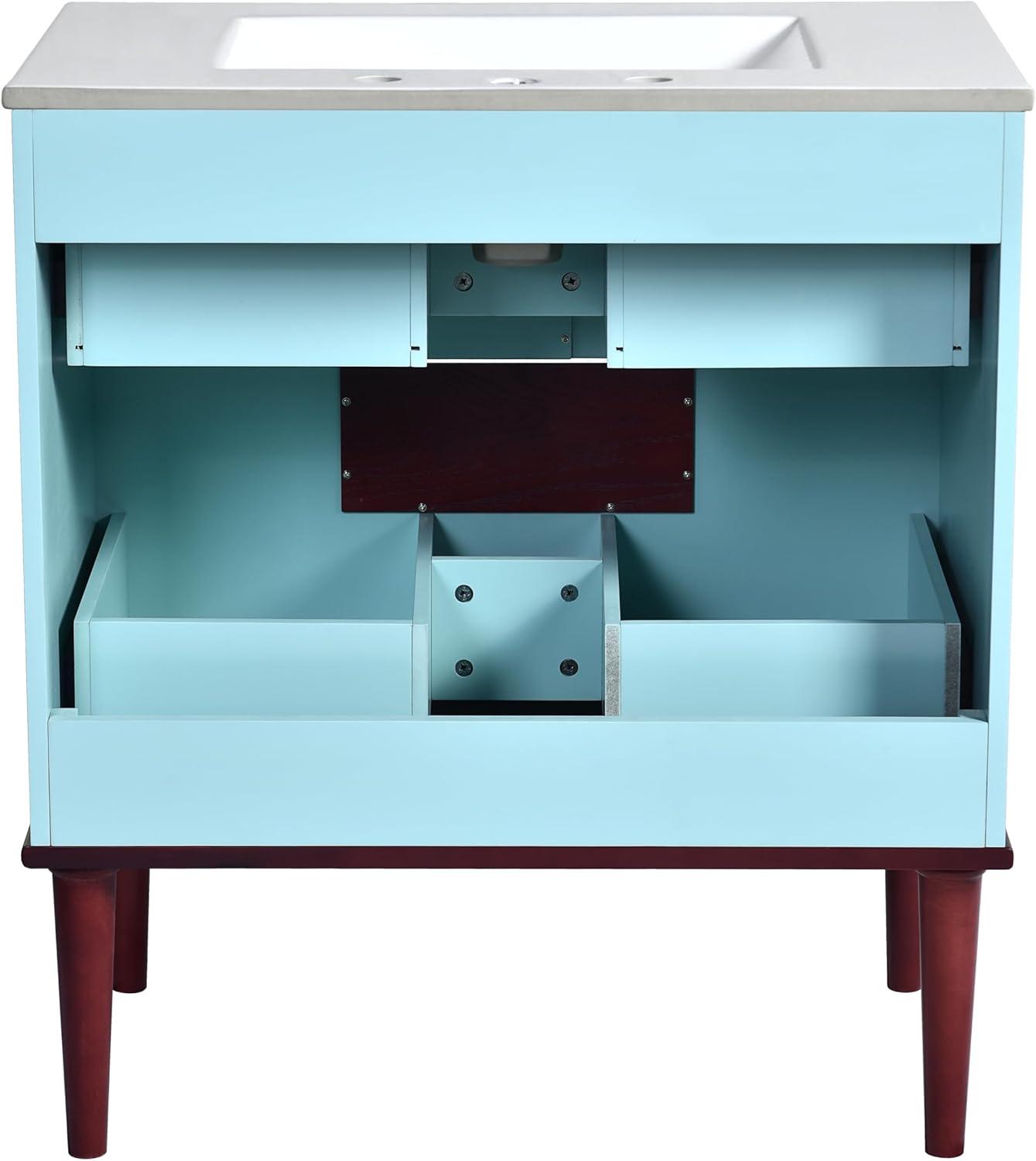 30 Inch Bathroom Vanity with Ceramic Sink, Modern Bathroom Storage Cabinet with Swirled Design, Vanities with 2 Drawers for Modern Minimalist Powder Room