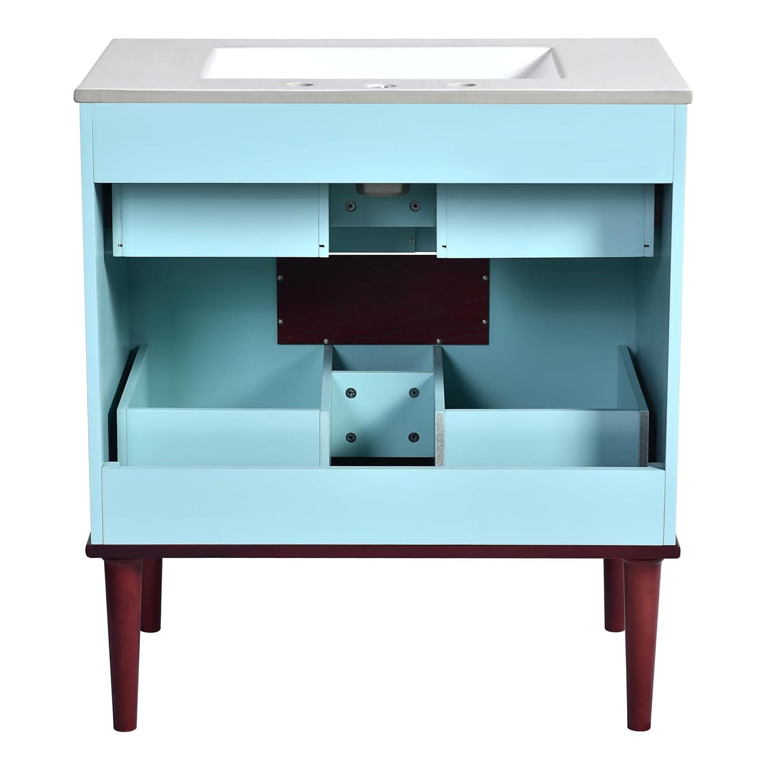 30 Inch Bathroom Vanity with Ceramic Sink, Modern Bathroom Storage Cabinet with Swirled Design, Vanities with 2 Drawers for Modern Minimalist Powder Room