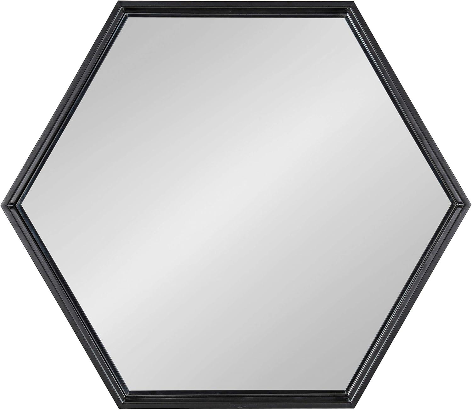 30" x 26" Felicia Hexagon Wall Mirror Black - Kate & Laurel All Things Decor