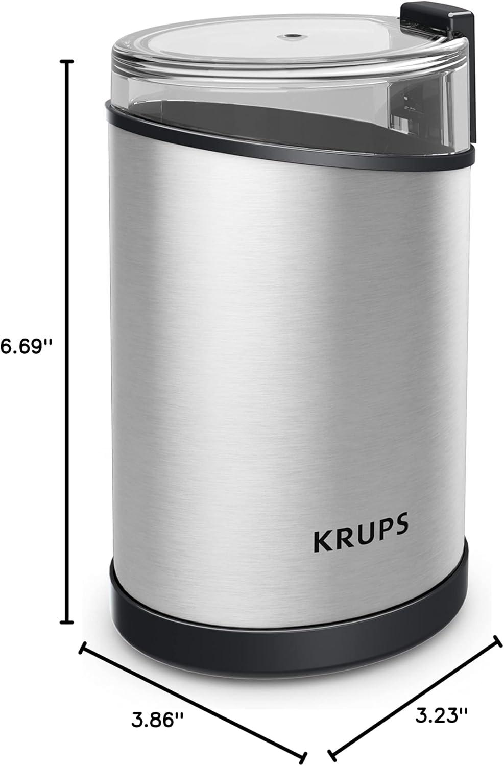 Krups Fast-Touch Stainless Steel Coffee and Spice Grinder, GX204