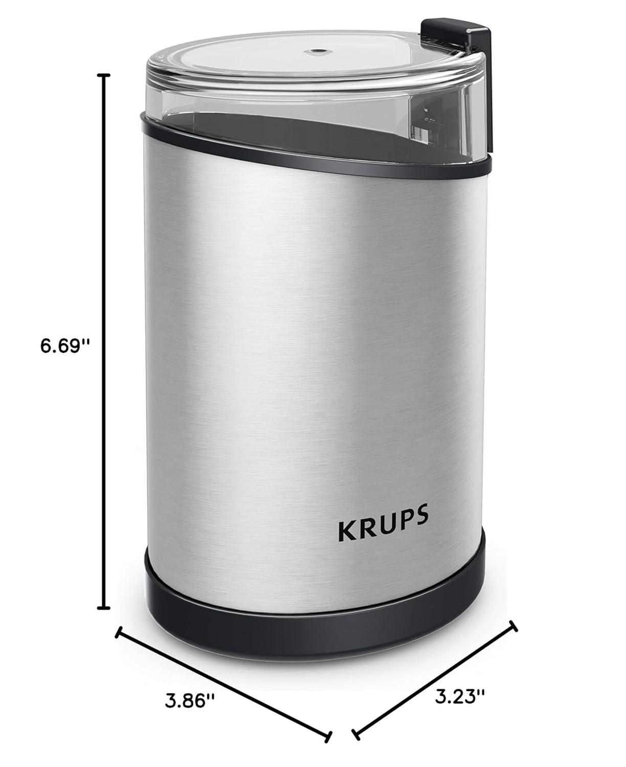 Krups Fast-Touch Stainless Steel Coffee and Spice Grinder, GX204