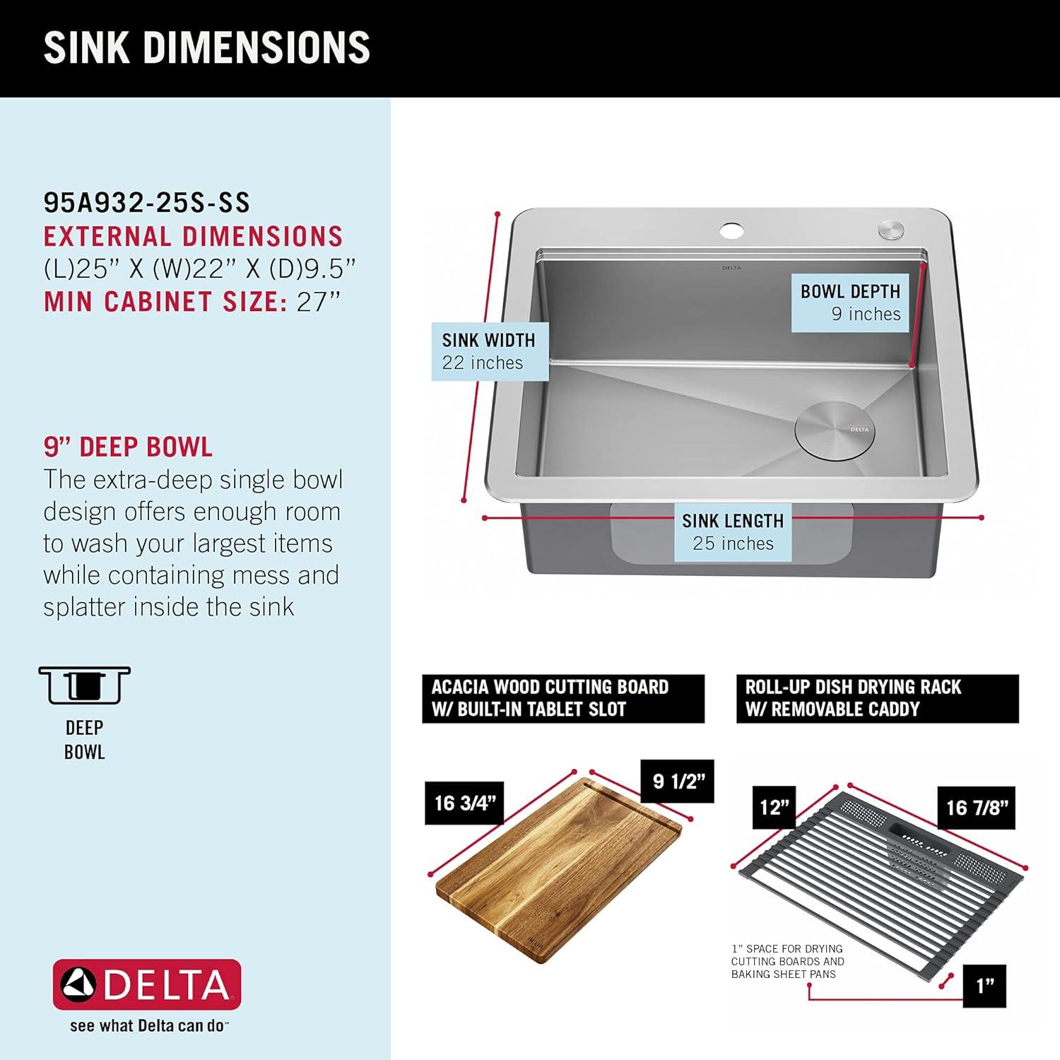 Stainless Steel Single Bowl Workstation Kitchen Sink with Accessories