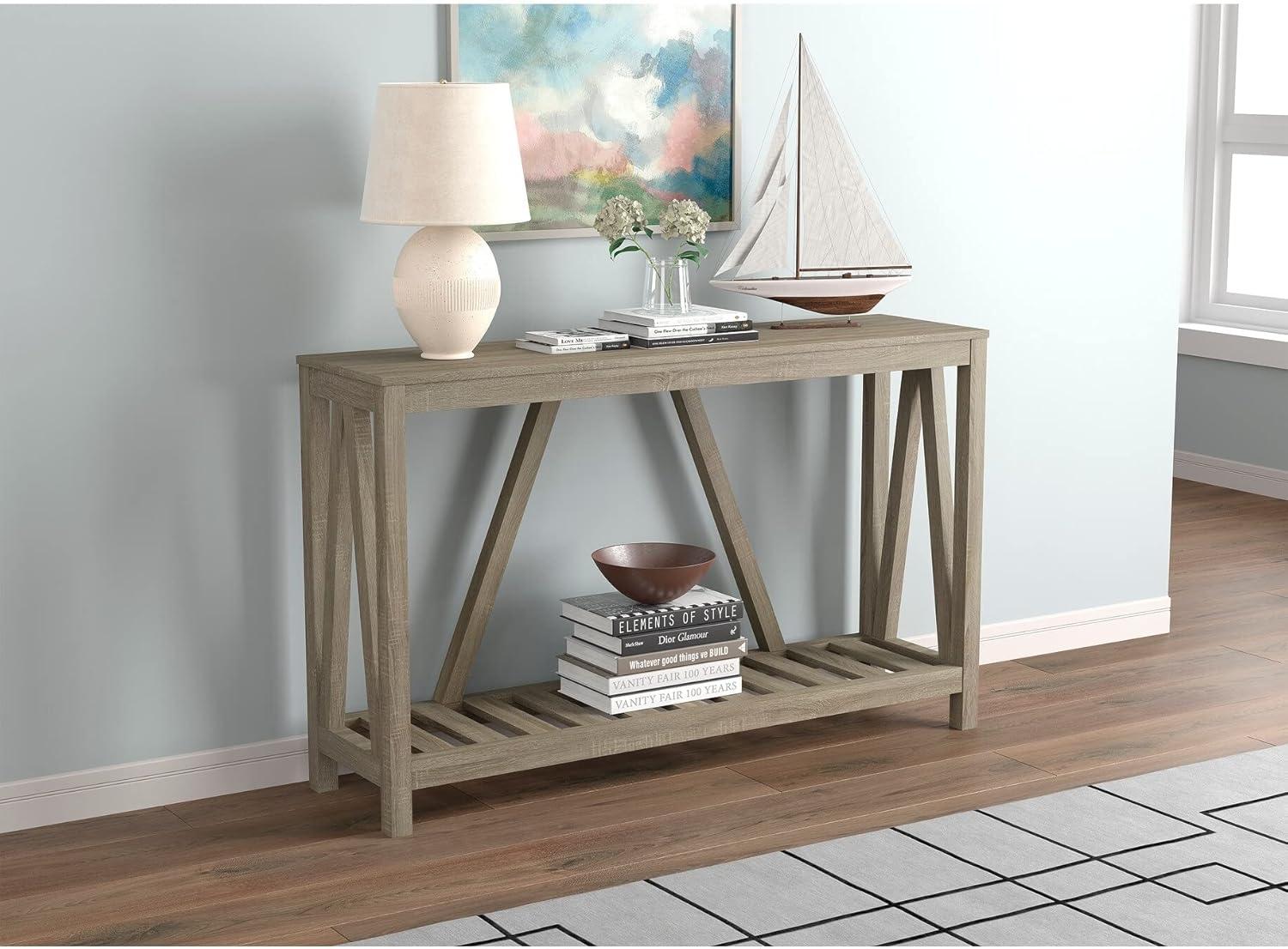 Safdie & Co. Entryway Table/Console Table-52"Long/Dark Taupe with 1 Shelf - 52" x 13.8" x 32 "