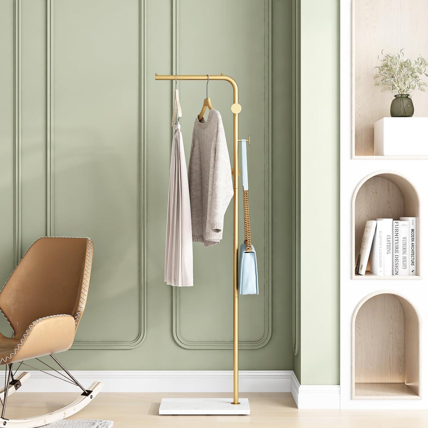 Clothing Rack, Clothes Rack with Shelf, Freestanding Coat Rack,Coat Hanger Stand with Hooks for Home