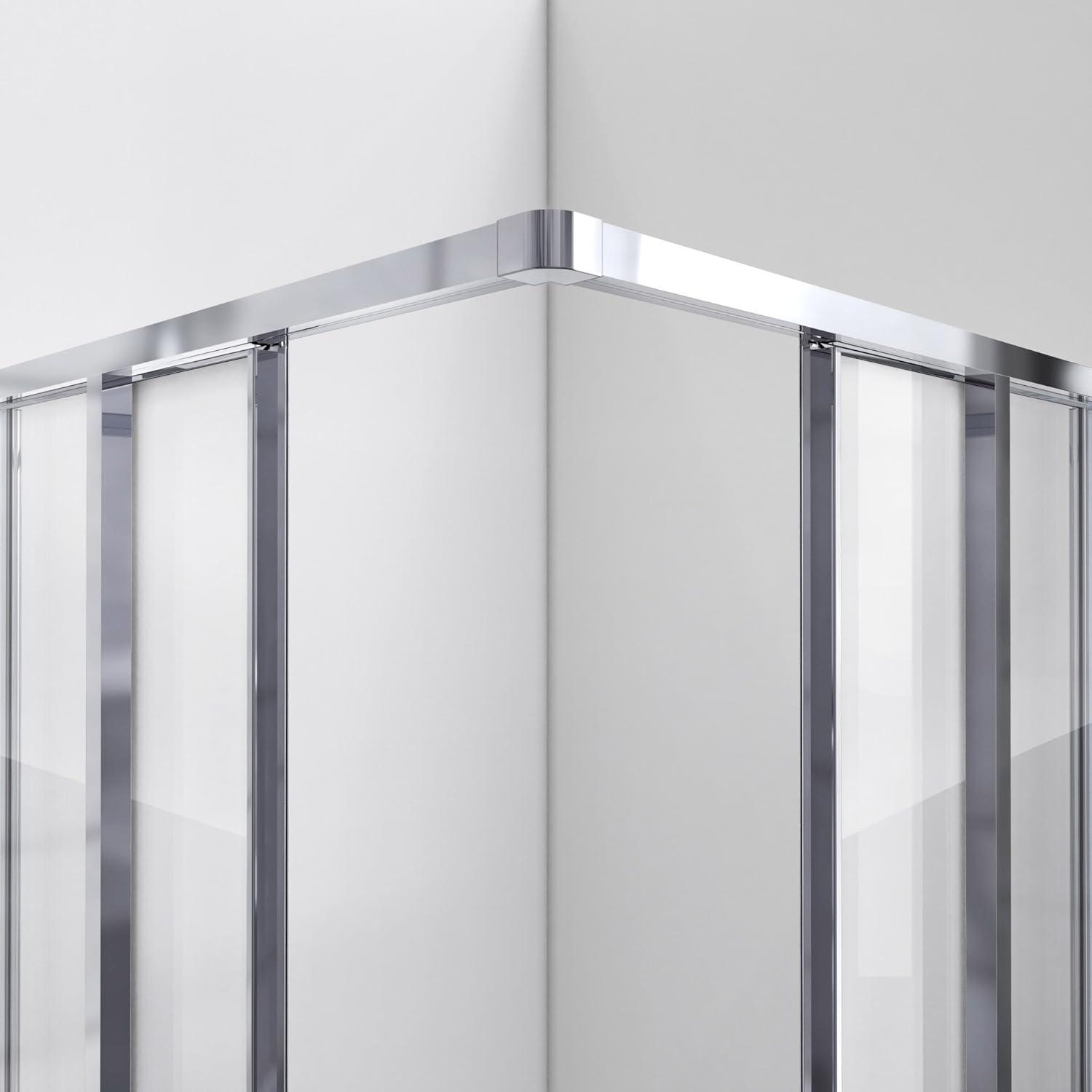 Cornerview 36" x 74.75" Framed Square Sliding Shower Enclosure with Base Included