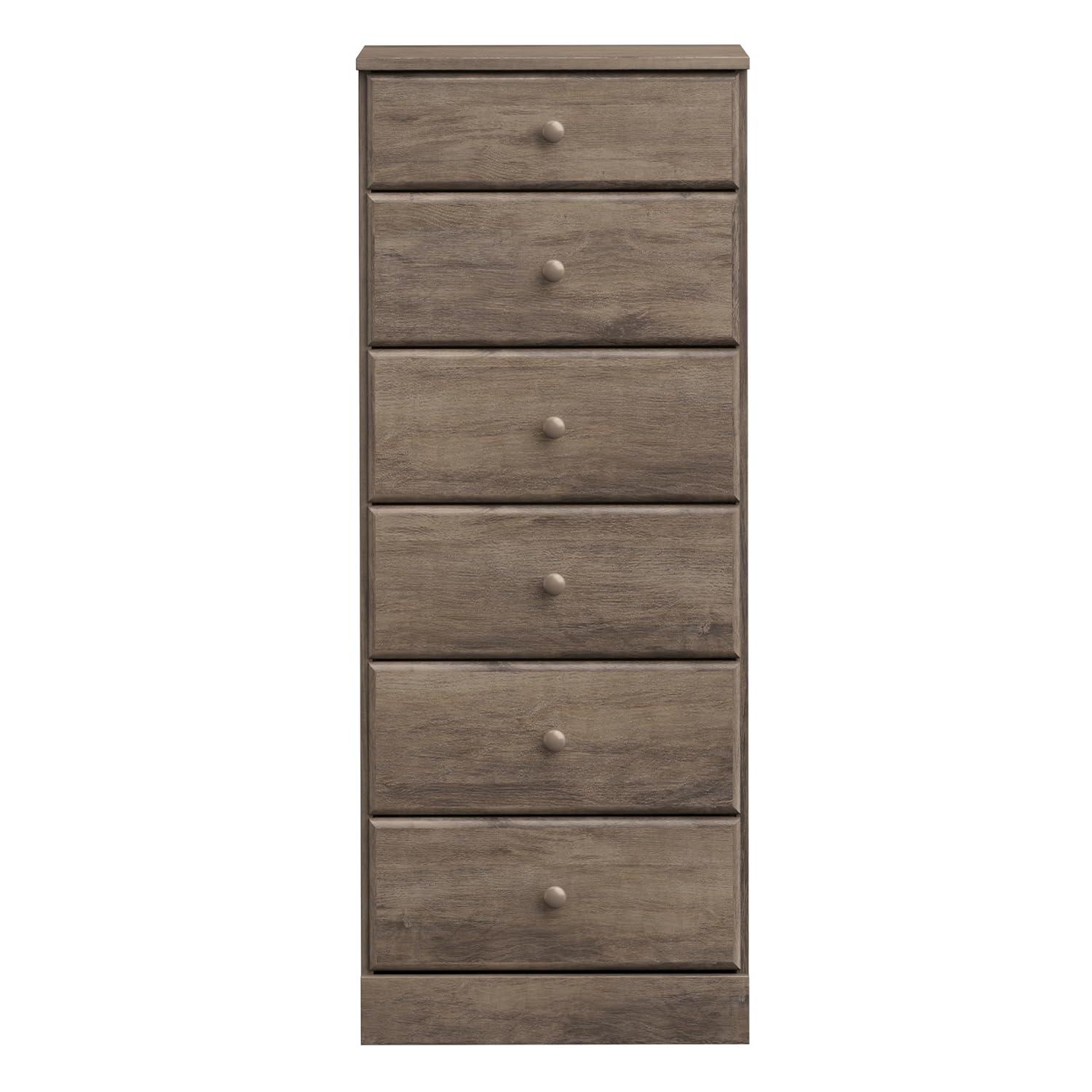 Astrid 6 Drawer Tall Chest Drifted Gray - Prepac: Space-Saving Storage for Small Rooms