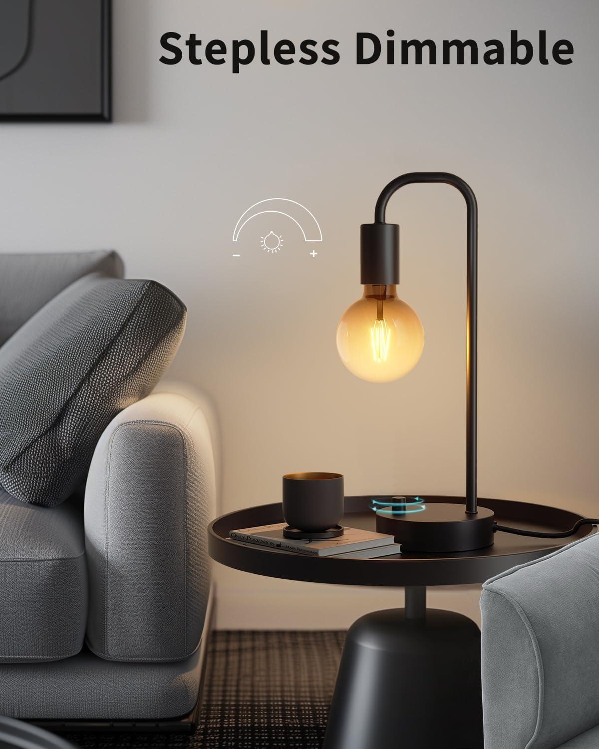 Gold Industrial Table Lamps, Edison Bedside Lamps Set of 2