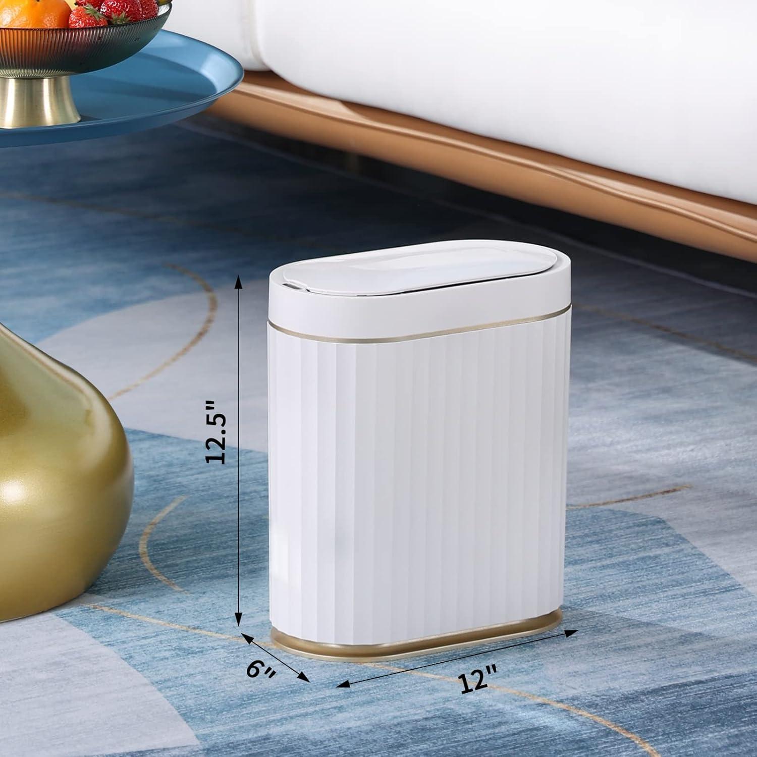 Golden White Oval Touchless Automatic Trash Can, 10L