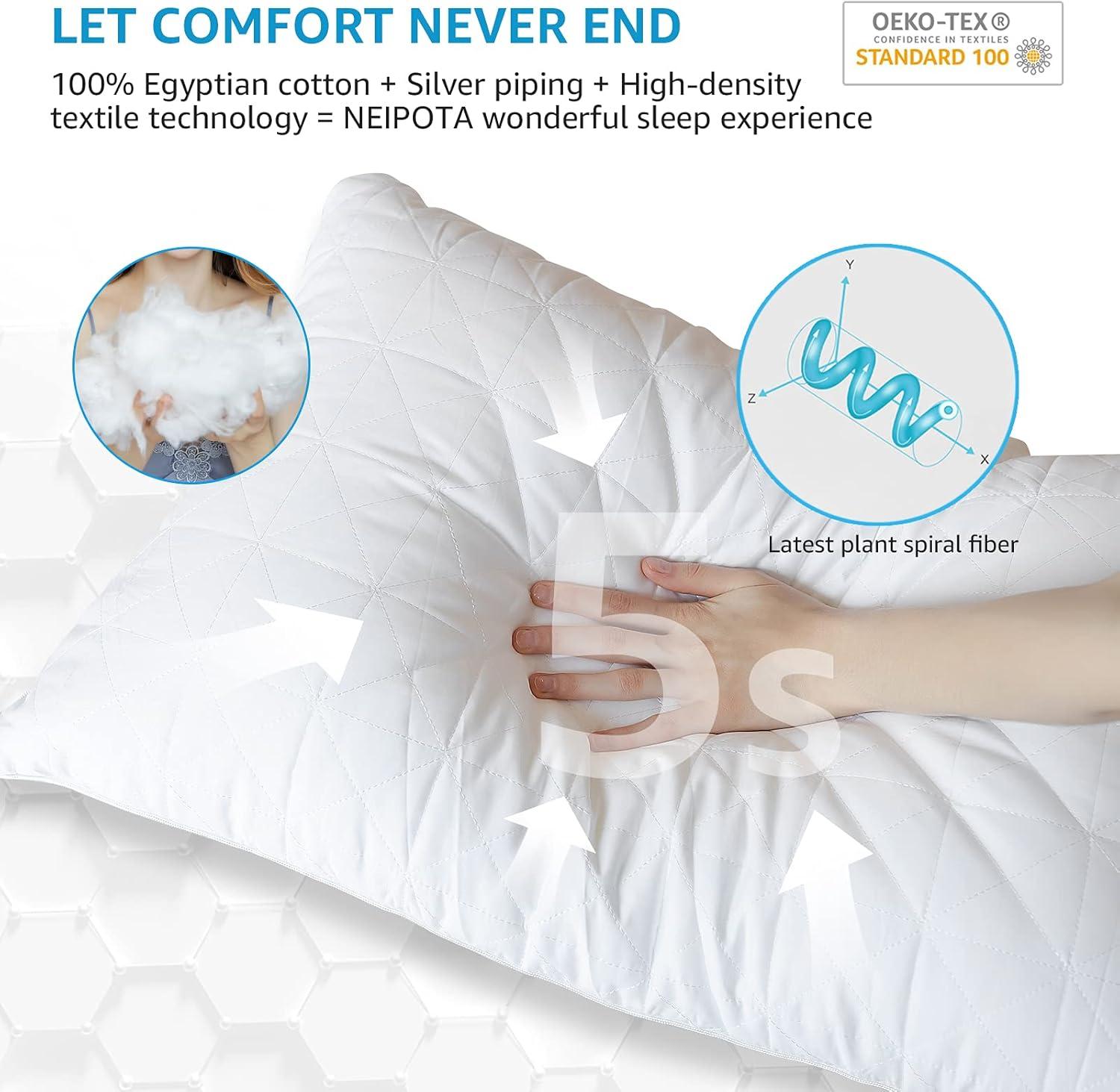 TRAHOO-Bed Pillows Queen Size Set of 2 - Down Alternative Bedding White, Cooling Hotel Quality 20 x 30, Sleeping Pillow for Back, Stomach or Side Sleepers