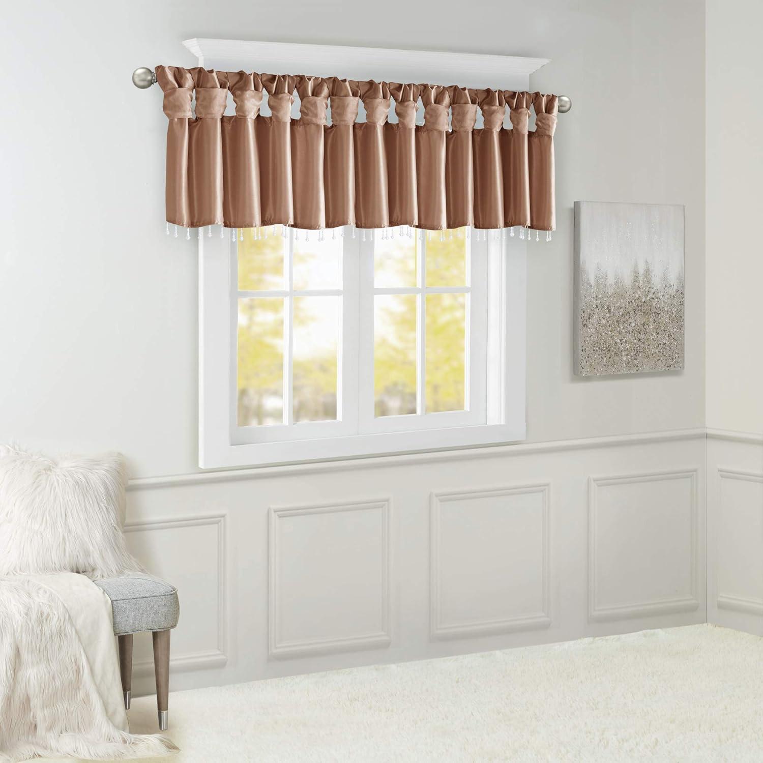 Madison Park Emilia Lightweight Faux Silk Single Valance with Beads