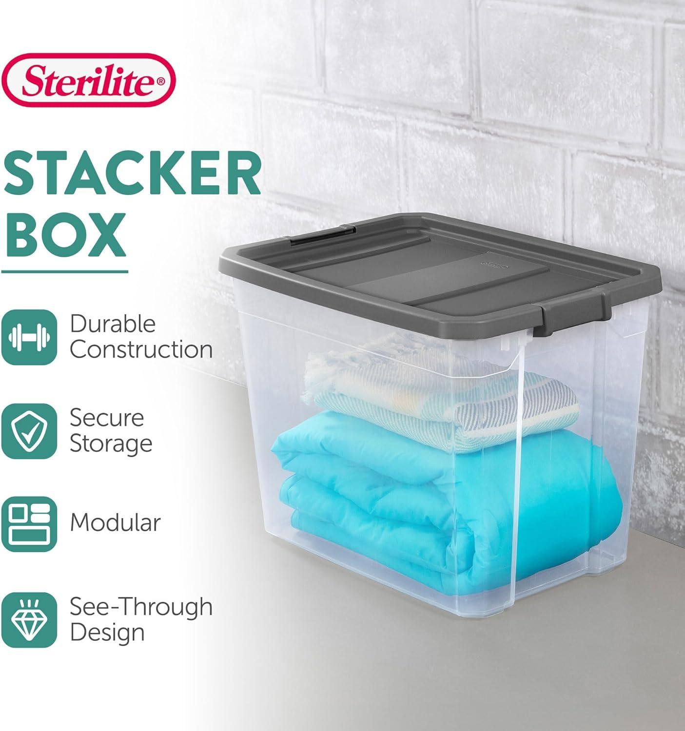 Sterilite 108 Qt. Clear Stacker Storage Container Tote w/ Latching Lid